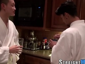 Asian jock gets money shot after deepthroat