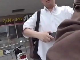 Japanese twink vs. white guy in gay masturbation