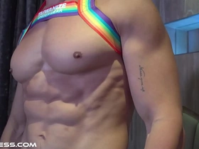 Preparing for a muscular adoration encounter with a fit Asian