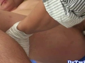 Gay patient enjoys closeup assplay with Asian doctor
